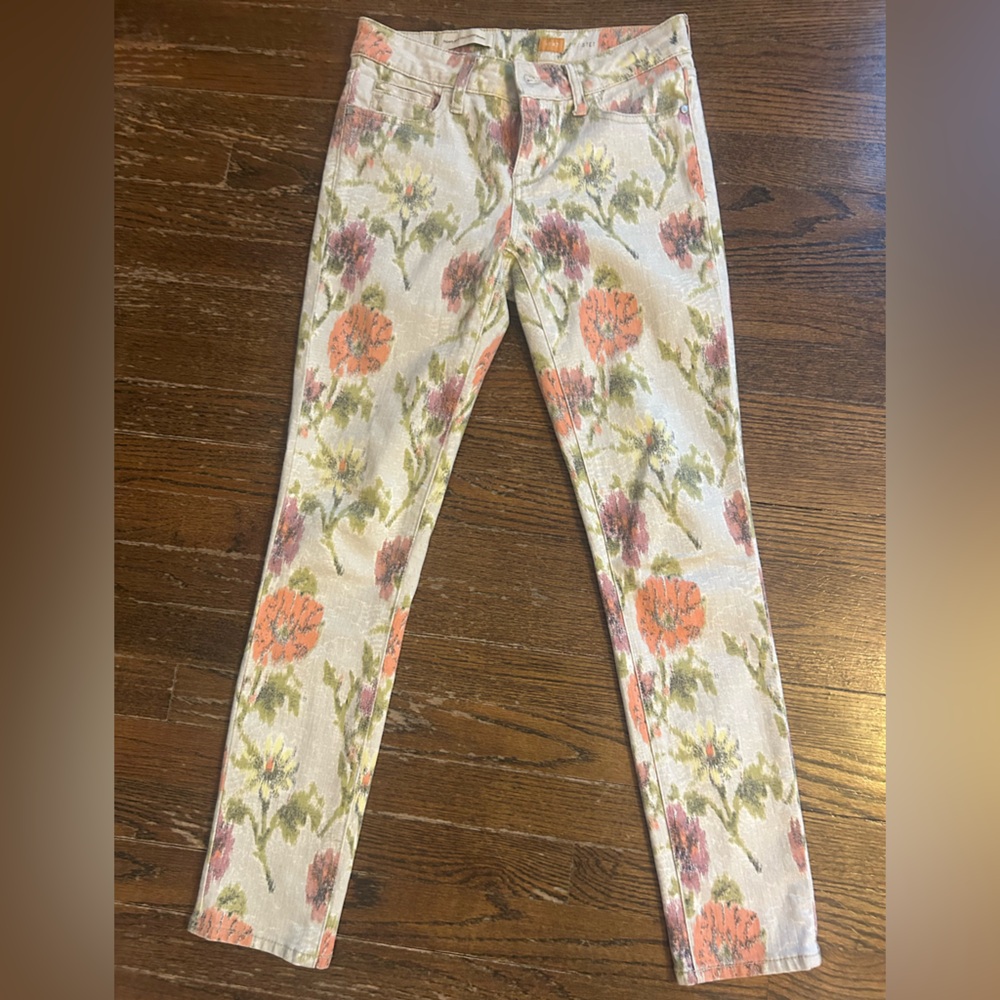 Pilcro Floral Skinny Jeans - Pink and Green